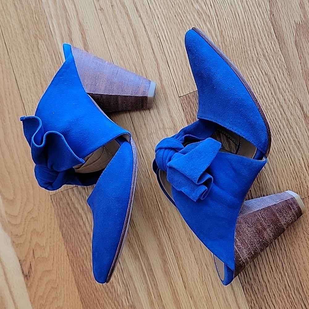Ulla Johnson Royal Blue Heels with Bow Accent - Picture 15 of 16